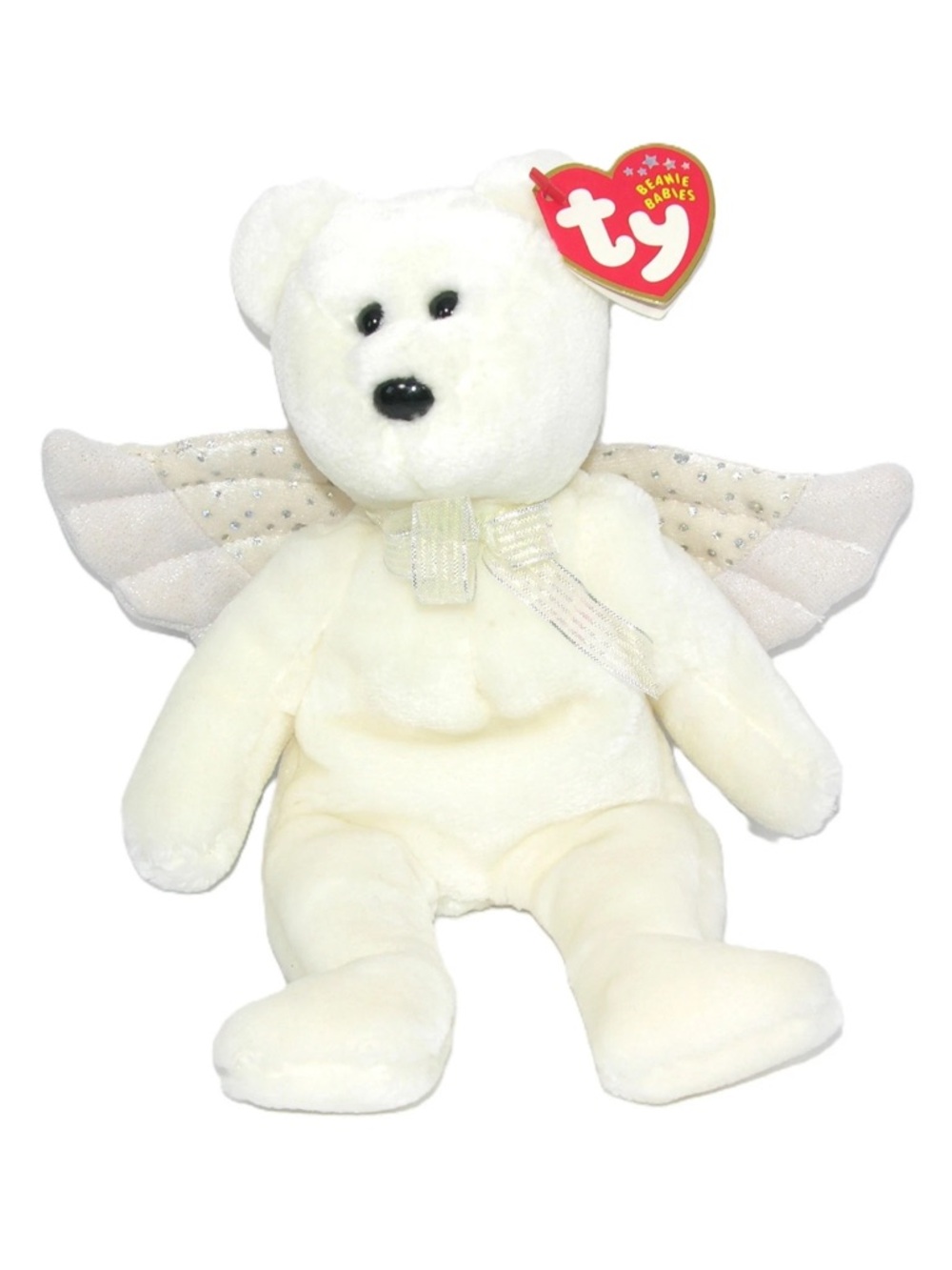 Ty Beanie Baby Herald Angel Bear Plush with Shimmery wings . NWT Rare
